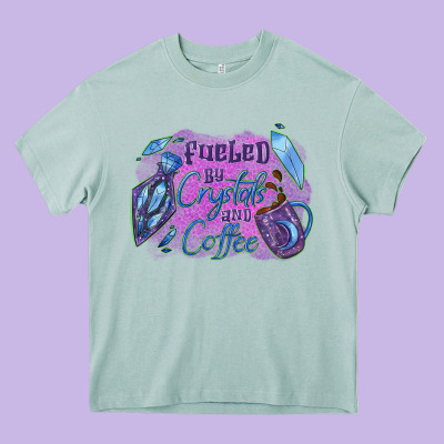 Fueled By Crystals And Coffee Halloween Heavy Core Tee Designed By Nancycooperartshop