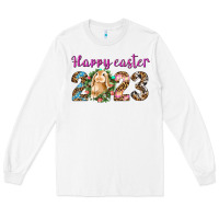 White Happy Easter 2023 Long Sleeve Tee - BundleAndBundleShop