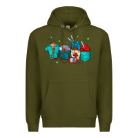 Army Green nurse drink coffee Premium Hoodie - CowhideDigitalArt