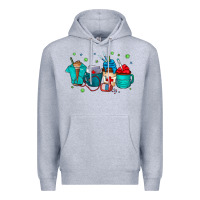 Heather Grey nurse drink coffee Premium Hoodie - CowhideDigitalArt