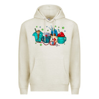Oatmeal Heather nurse drink coffee Premium Hoodie - CowhideDigitalArt