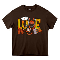 Chocolate Brown Thanksgiving love Nurse Heavy Core Tee - NancyCooperArtShop