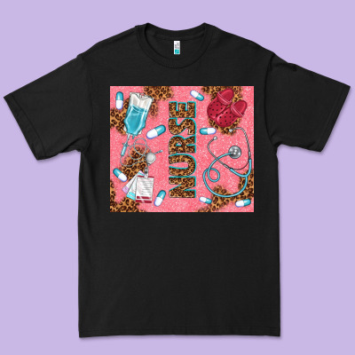 Pink Glitter Nurse Premium Tee Designed By Tumblerdesignbyshophia