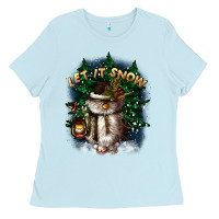 Baby Blue let it snow Ladies Tee - CowGirlArtShop