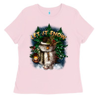 Bubblegum Pink let it snow Ladies Tee - CowGirlArtShop