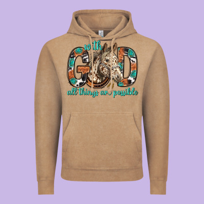 With God All Things Are Possible With Horse Bbs Vintage Hoodie Designed By Bundleandbundleshop