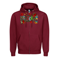 Burgundy mexicana Zipper Hoodie - AdoDesignShop