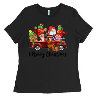 Black merry christmas truck gnomies Ladies Tee - CowGirlArtShop