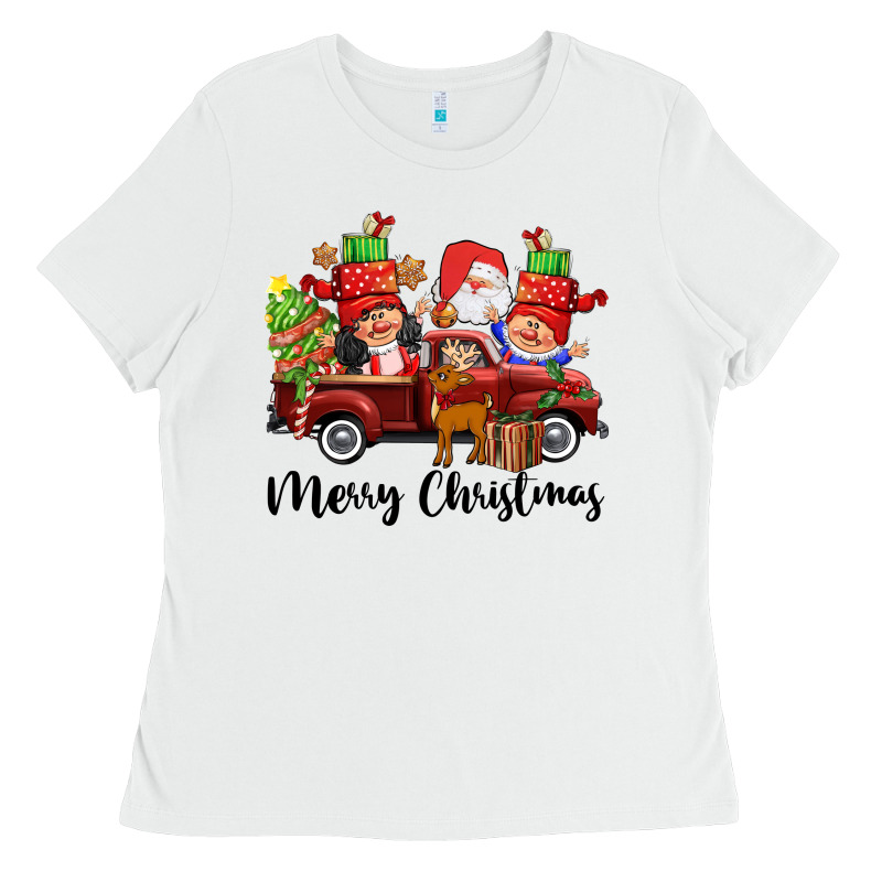 Merry Christmas Truck Gnomies Ladies Tee by CowGirlArtShop | Teevron