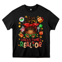Black santas favorite realtor messy bun Heavy Core Tee - texasbilliewilder