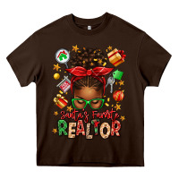 Chocolate Brown santas favorite realtor messy bun Heavy Core Tee - texasbilliewilder