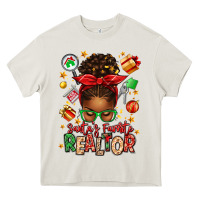 Cream santas favorite realtor messy bun Heavy Core Tee - texasbilliewilder