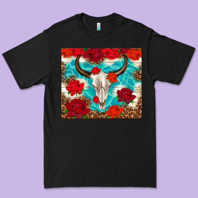 Bull Skull Rose Premium Tee Designed By Tumblerdesignbyshophia
