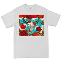 Dove Grey bull skull rose Premium Tee - TumblerDesignByShophia