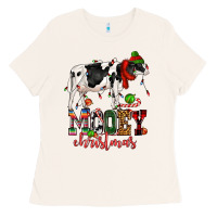 Bone mooey christmas cow Ladies Tee - CowGirlArtShop
