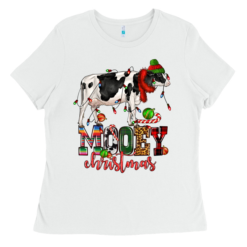 Mooey Christmas Cow Ladies Tee by CowGirlArtShop | Teevron