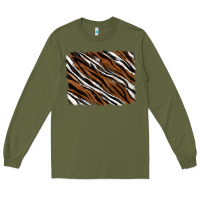 Army Green Tiger zebra background Long Sleeve Tee - RanaPortraitStore