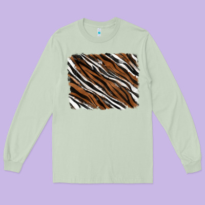 Tiger Zebra Background Long Sleeve Tee Designed By Ranaportraitstore