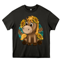 Asphalt cute baby horse amd sunflowers Heavy Core Tee - texasbilliewilder