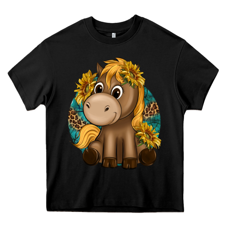 Cute Baby Horse Amd Sunflowers Heavy Core Tee by texasbilliewilder | Teevron