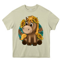 Mossy cute baby horse amd sunflowers Heavy Core Tee - texasbilliewilder