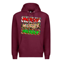 Burgundy merry merry merry Premium Hoodie - CowhideDigitalArt