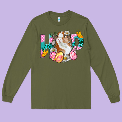 Hop Bunny Easter Long Sleeve Tee Designed By Bundleandbundleshop