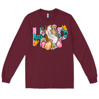 Burgundy Hop Bunny Easter Long Sleeve Tee - BundleAndBundleShop