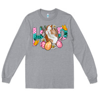 Heather Grey Hop Bunny Easter Long Sleeve Tee - BundleAndBundleShop