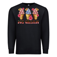 Black floral ice cream Premium Sweatshirt - AdoDesignShop