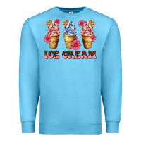 Ocean Blue floral ice cream Premium Sweatshirt - AdoDesignShop