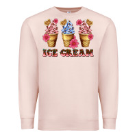 Pale Pink floral ice cream Premium Sweatshirt - AdoDesignShop