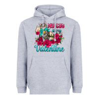 Heather Grey my cat is my valentine Heavyweight Hoodie - AdoDesignShop