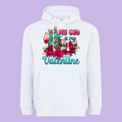 My Cat Is My Valentine Heavyweight Hoodie Designed By Adodesignshop