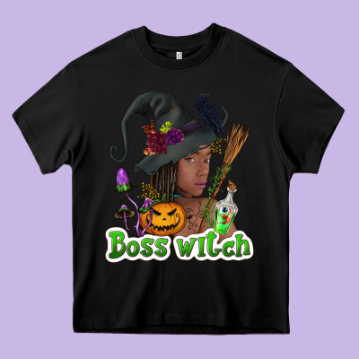 Boss Witch Afro Heavy Core Tee Designed By Nancycooperartshop