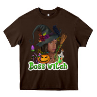 Chocolate Brown Boss witch afro Heavy Core Tee - NancyCooperArtShop