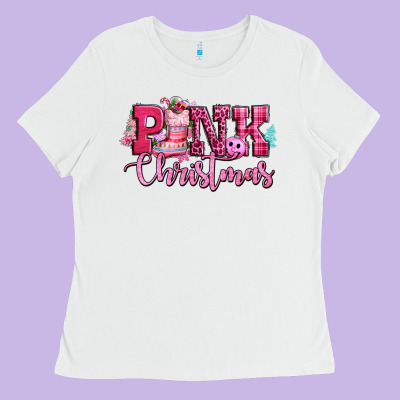 Pink Christmas Ladies Tee Designed By Cowgirlartshop