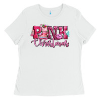 White pink christmas Ladies Tee - CowGirlArtShop