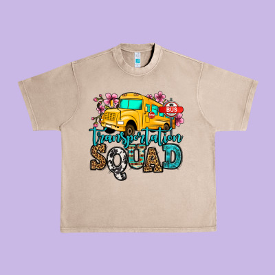 Transportation Squad School Bus Urban Heavy Tee Designed By Jasminsmagicworld