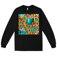 Black american football coffee cups with butterfly and leopard seamless patt Long Sleeve Tee - BundleAndBundleShop
