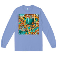 Colony Blue american football coffee cups with butterfly and leopard seamless patt Long Sleeve Tee - BundleAndBundleShop