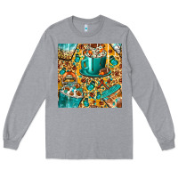 Heather Grey american football coffee cups with butterfly and leopard seamless patt Long Sleeve Tee - BundleAndBundleShop