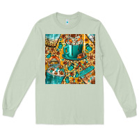 Matcha american football coffee cups with butterfly and leopard seamless patt Long Sleeve Tee - BundleAndBundleShop
