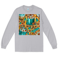 Moon Dust american football coffee cups with butterfly and leopard seamless patt Long Sleeve Tee - BundleAndBundleShop