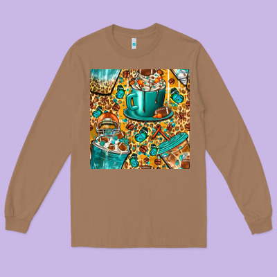 American Football Coffee Cups With Butterfly And Leopard Seamless Patt Long Sleeve Tee Designed By Bundleandbundleshop