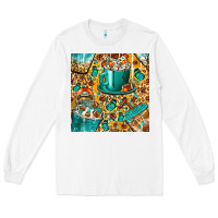 White american football coffee cups with butterfly and leopard seamless patt Long Sleeve Tee - BundleAndBundleShop