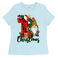 Baby Blue my first christmas gnome Ladies Tee - CowGirlArtShop