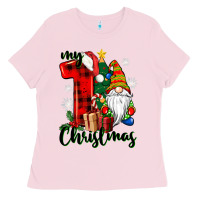 Bubblegum Pink my first christmas gnome Ladies Tee - CowGirlArtShop