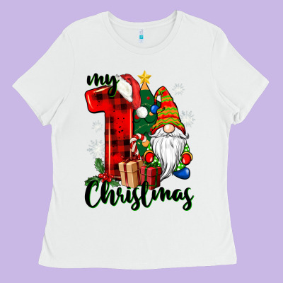 My First Christmas Gnome Ladies Tee Designed By Cowgirlartshop
