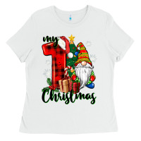 White my first christmas gnome Ladies Tee - CowGirlArtShop